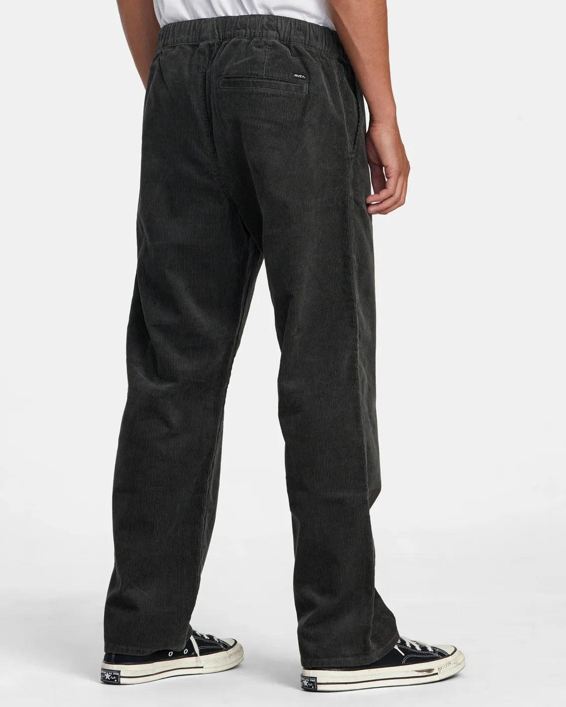 Americana Elastic Waist Cord Pants - Pirate Black