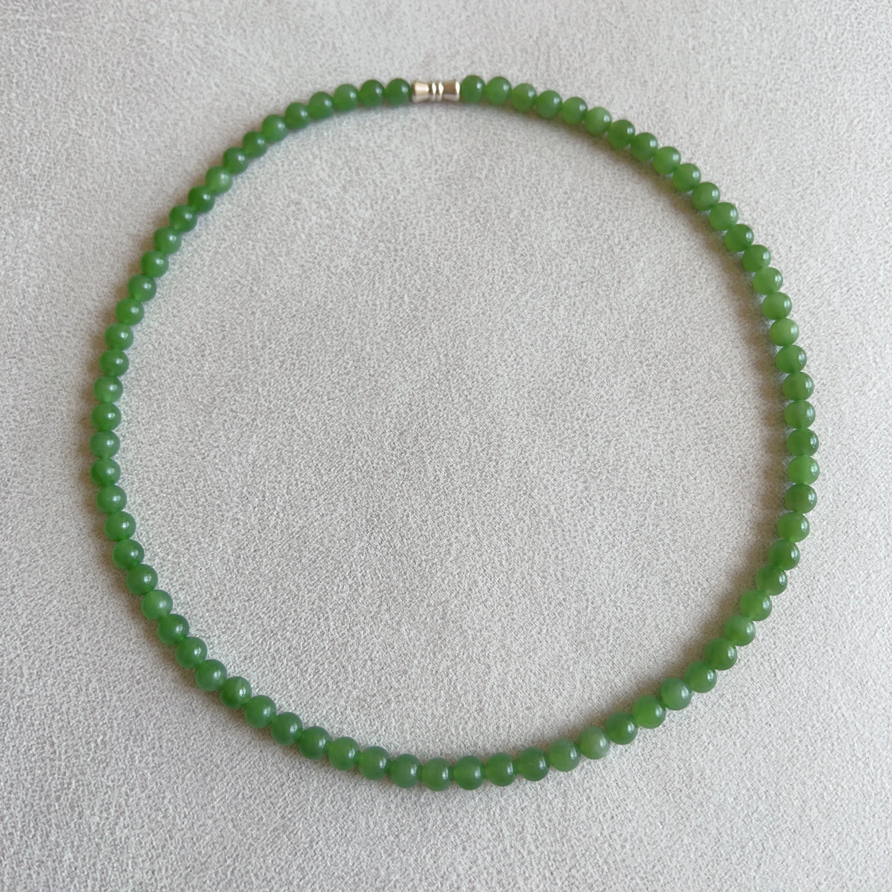 Best Color Green Nephrite Jade Beaded Necklace with 925 Sterling Silver Clasp | Natural Heart Chakra Healing Stone Jewelry