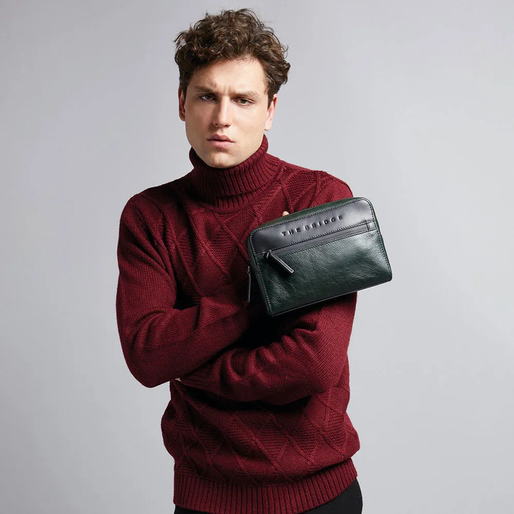 Clutch Uomo con Polsiera THE BRIDGE linea Damiano in Pelle Nera