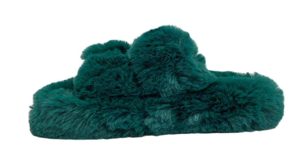 Colors Of California - Faux Fur Slipper Forest Green