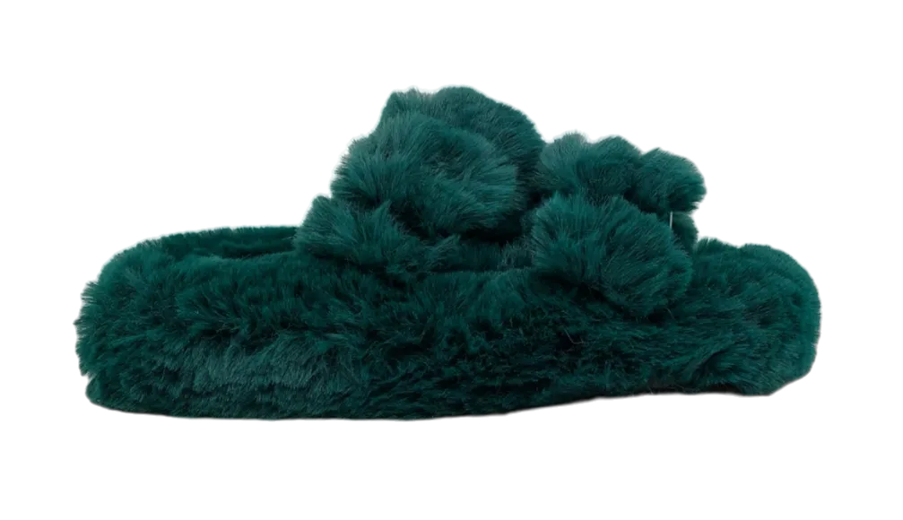 Colors Of California - Faux Fur Slipper Forest Green