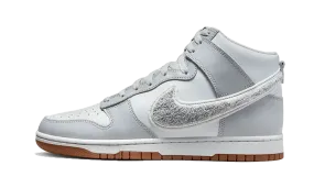 Dunk High Retro Chenille Swoosh White Grey