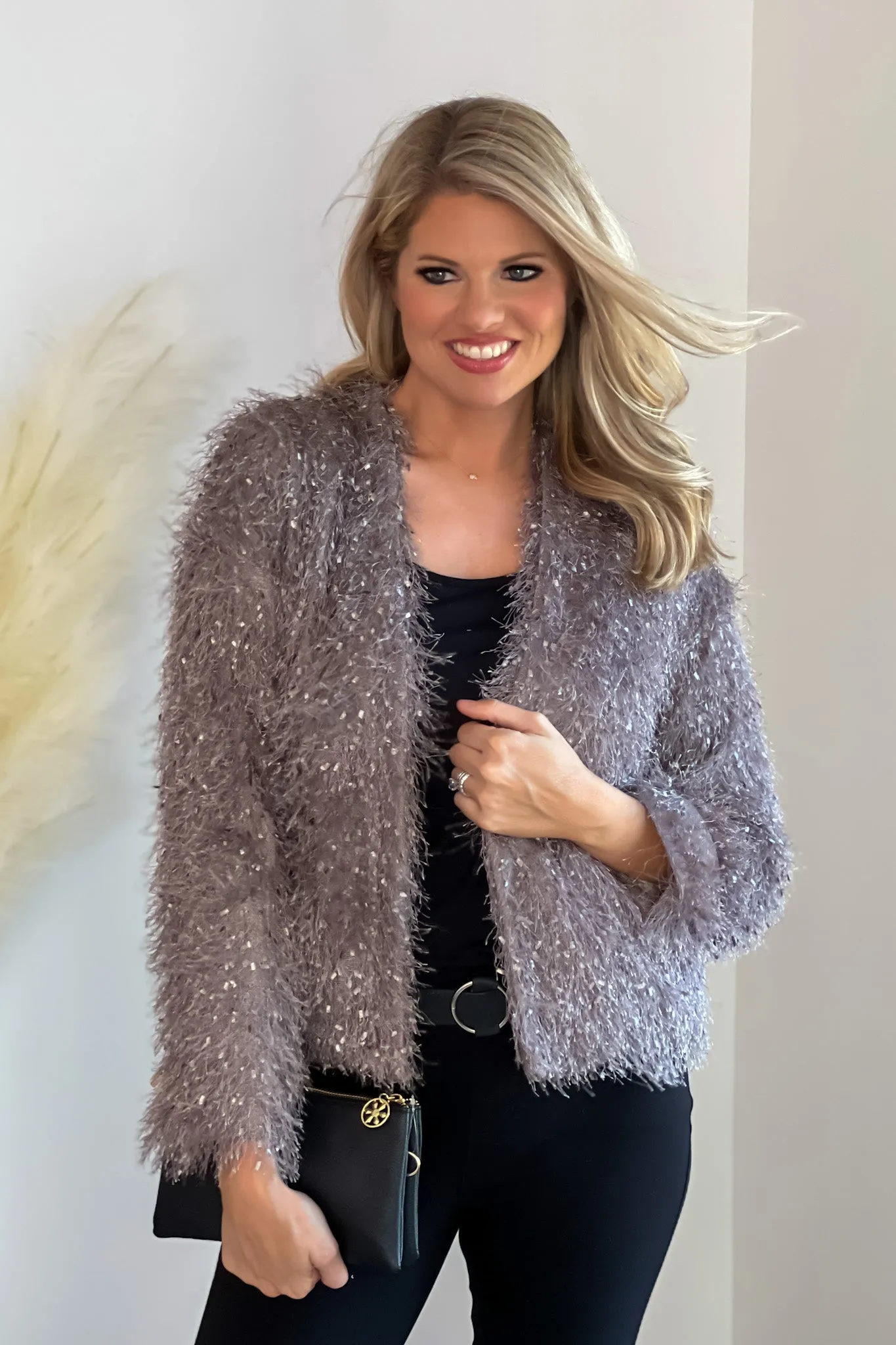 Electric Nights Faux Fur Jacket : Silver