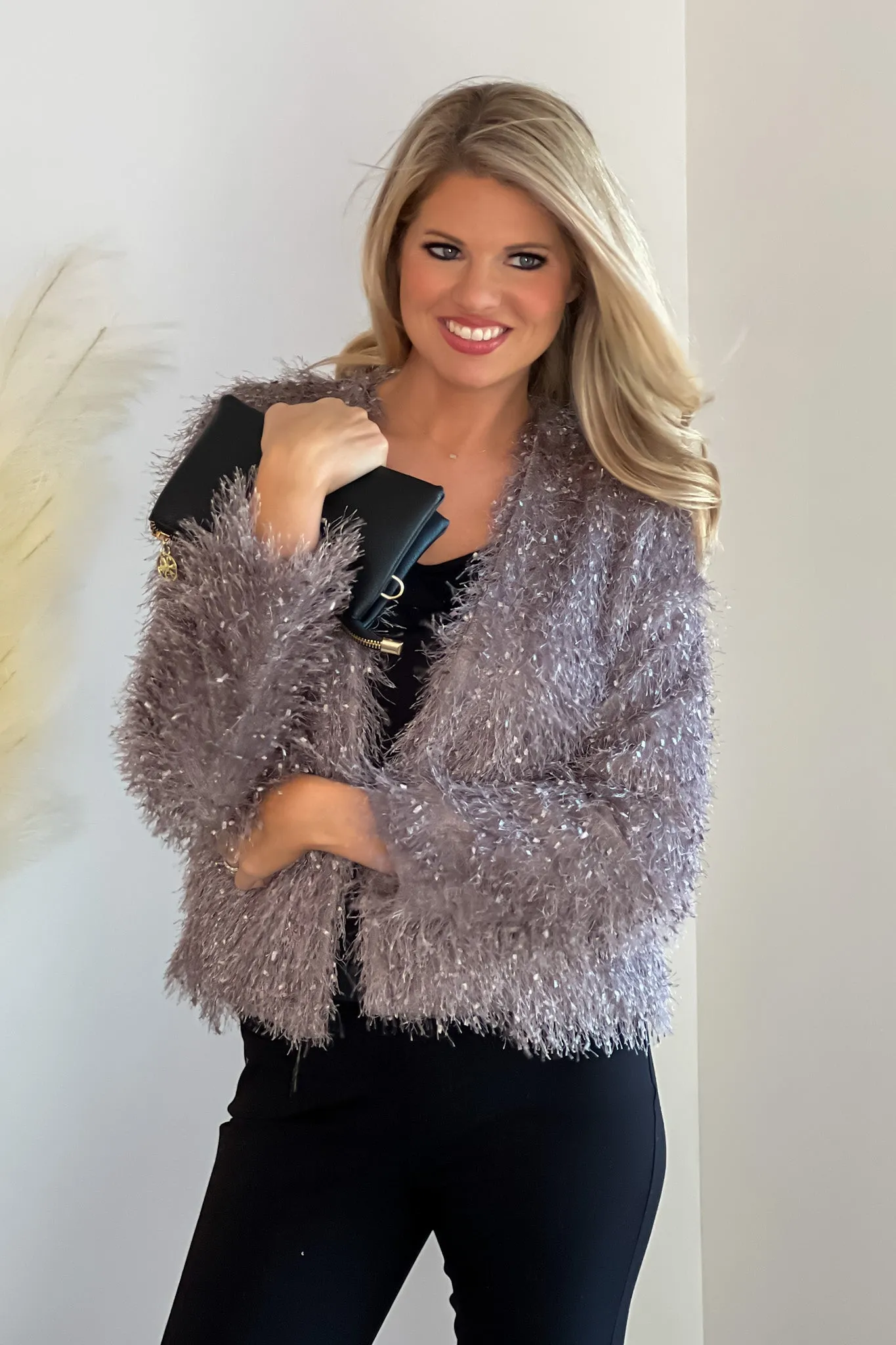 Electric Nights Faux Fur Jacket : Silver