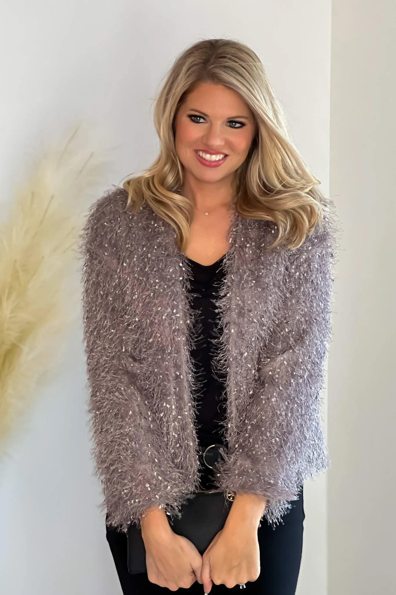 Electric Nights Faux Fur Jacket : Silver