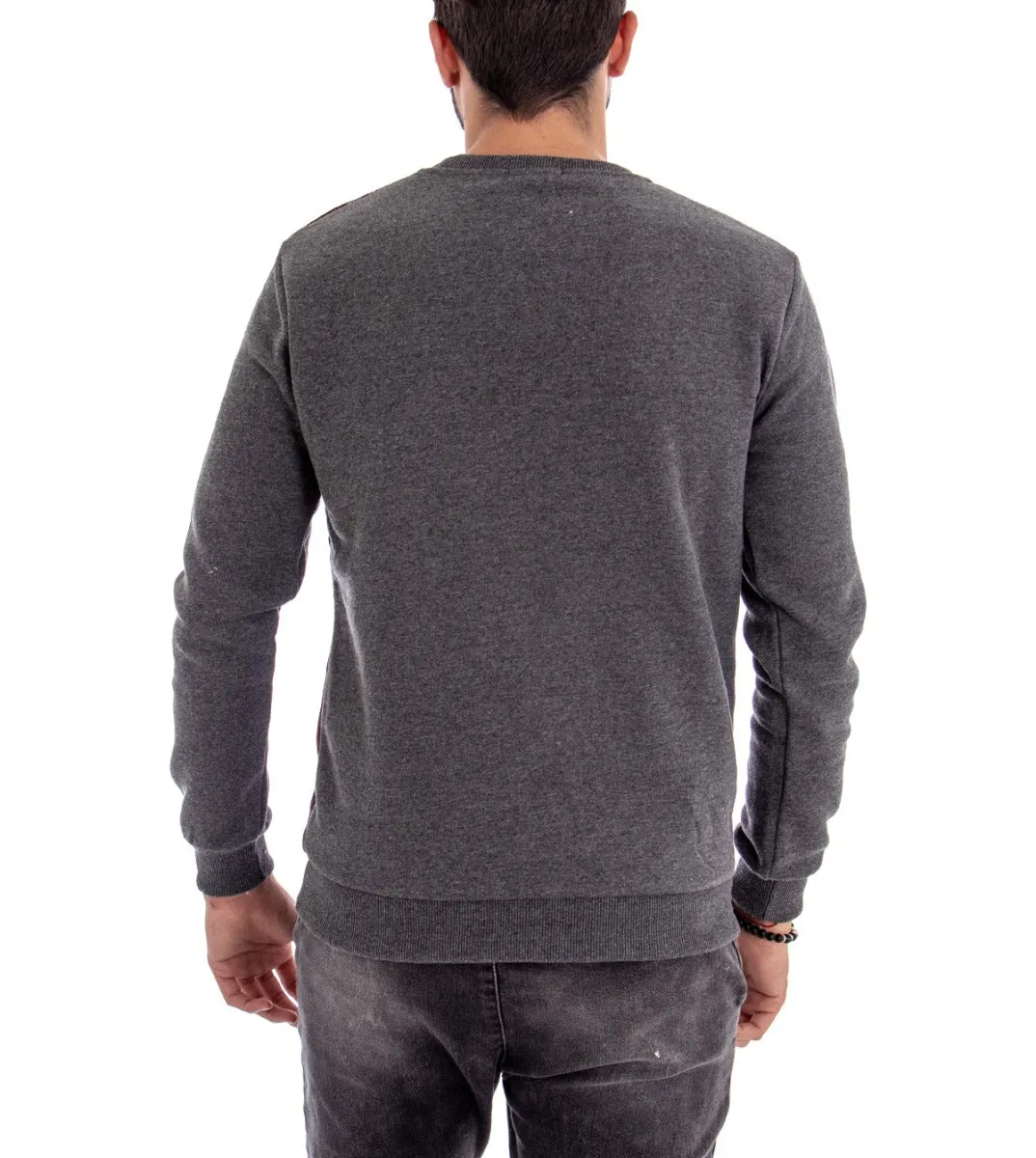 Felpa Uomo Girocollo Maglia Grigio Regular Fit Stampa GIOSAL-F2220A