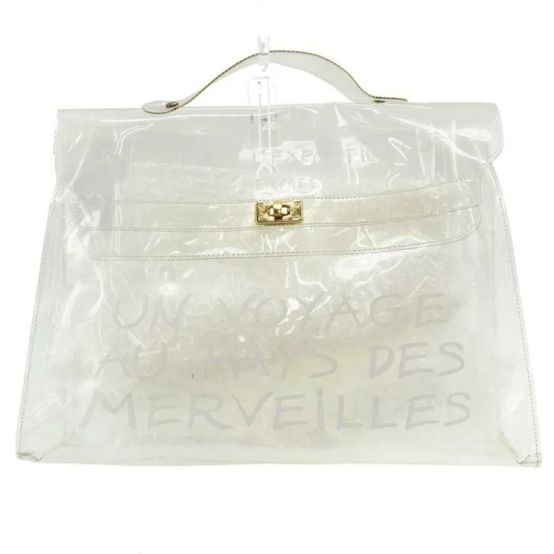 Hermès Kelly L Souvenir De L'exposition Transparent White Vinyl Tote