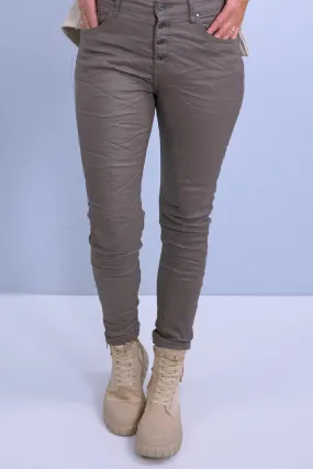 Hose im 5-Pocket-Style mit Beschichtung, taupe