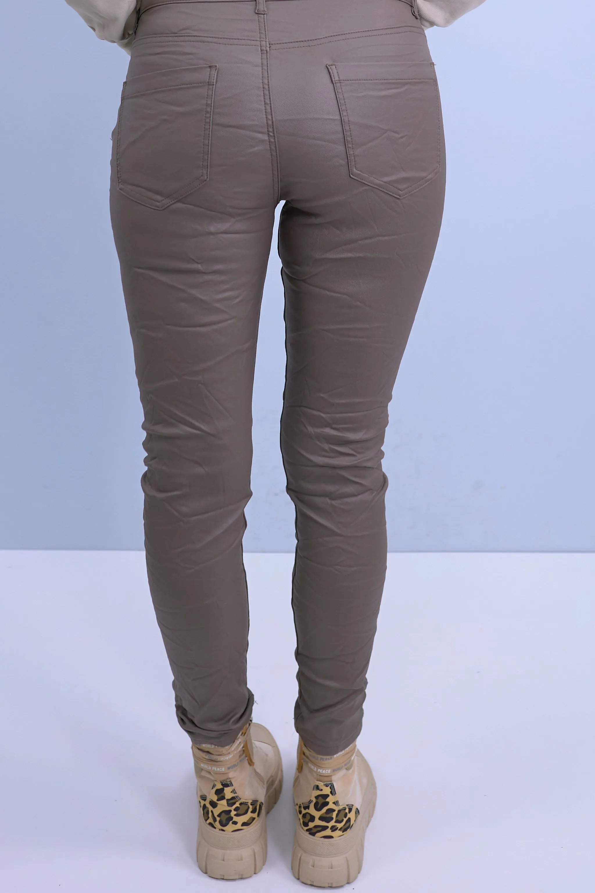 Hose im 5-Pocket-Style mit Beschichtung, taupe