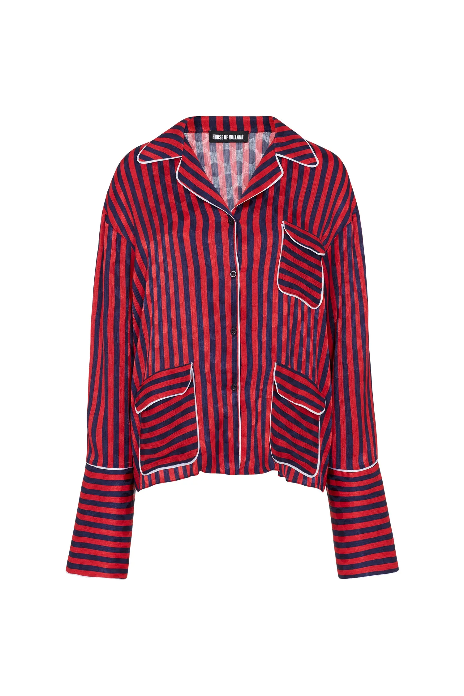 House of Holland Red & Navy Oversized Stripe Pyjama Style Shirt