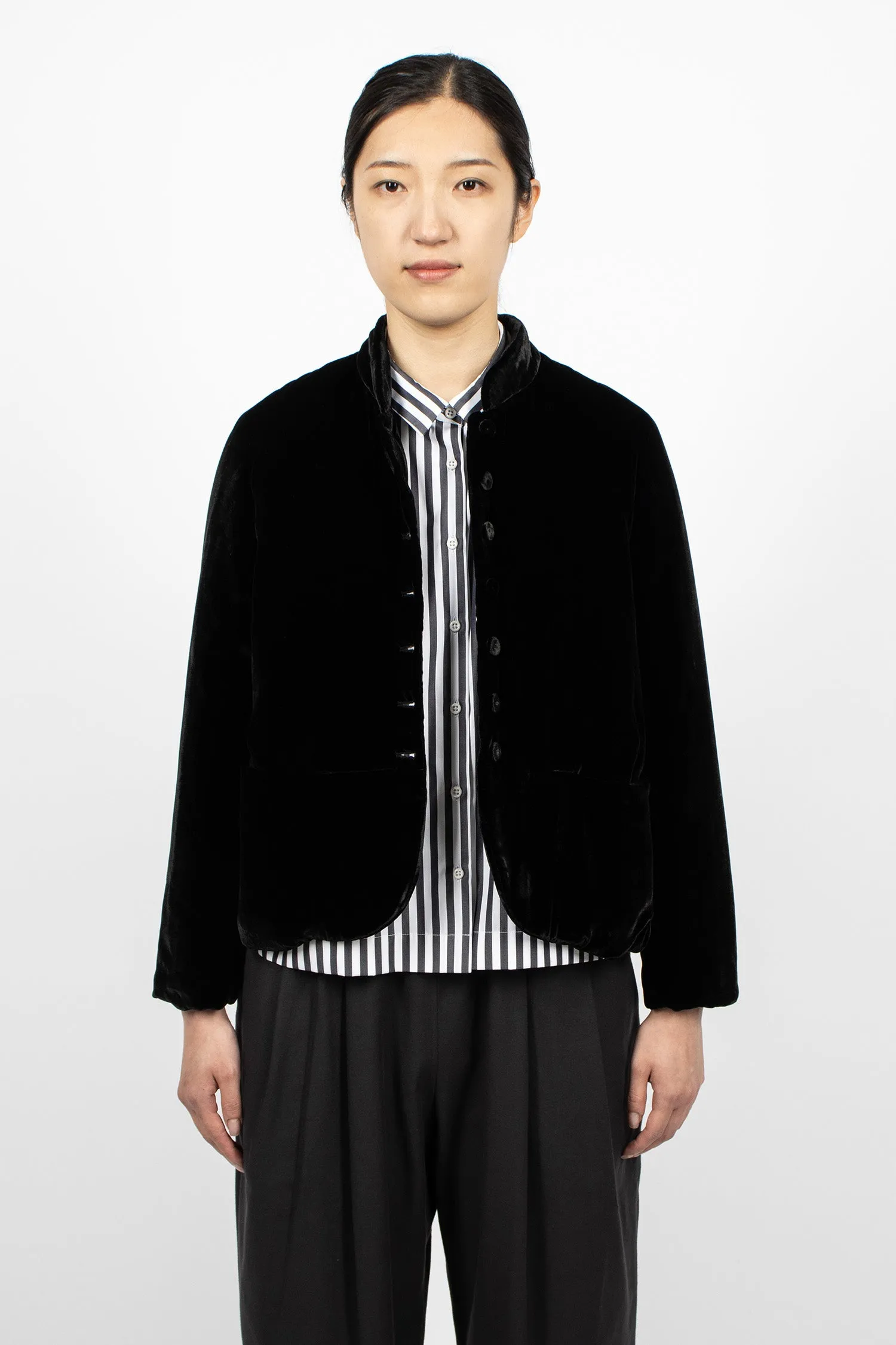 Jessica Padded Silk Velvet Jacket Black