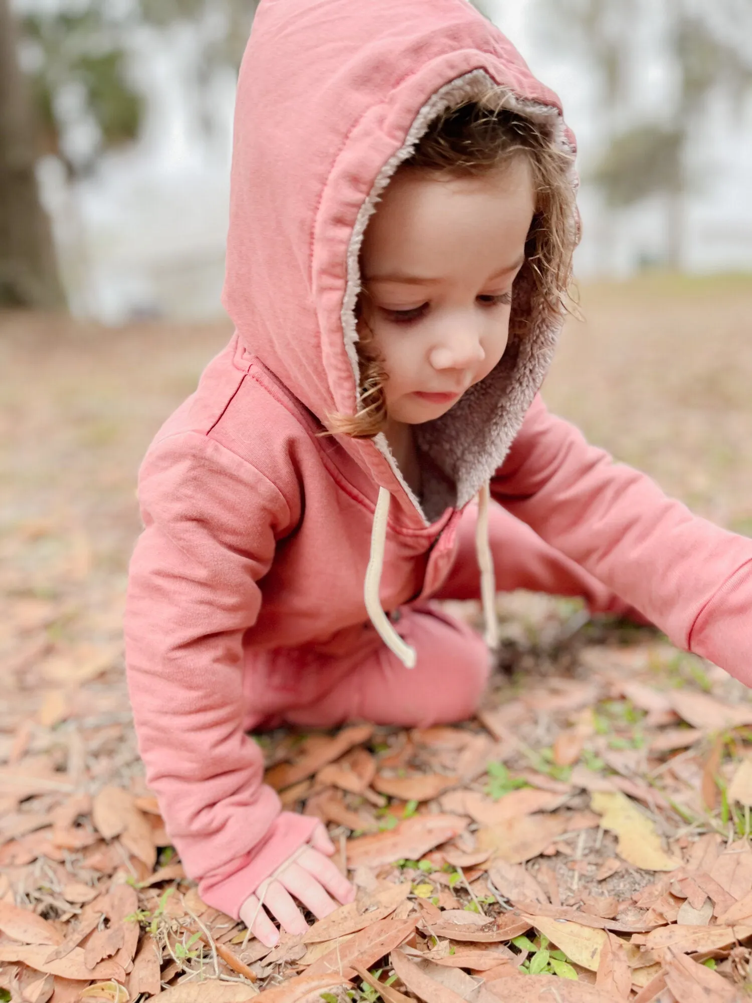 Kid's Faux Denim Jacket & Jogger Set in Sienna