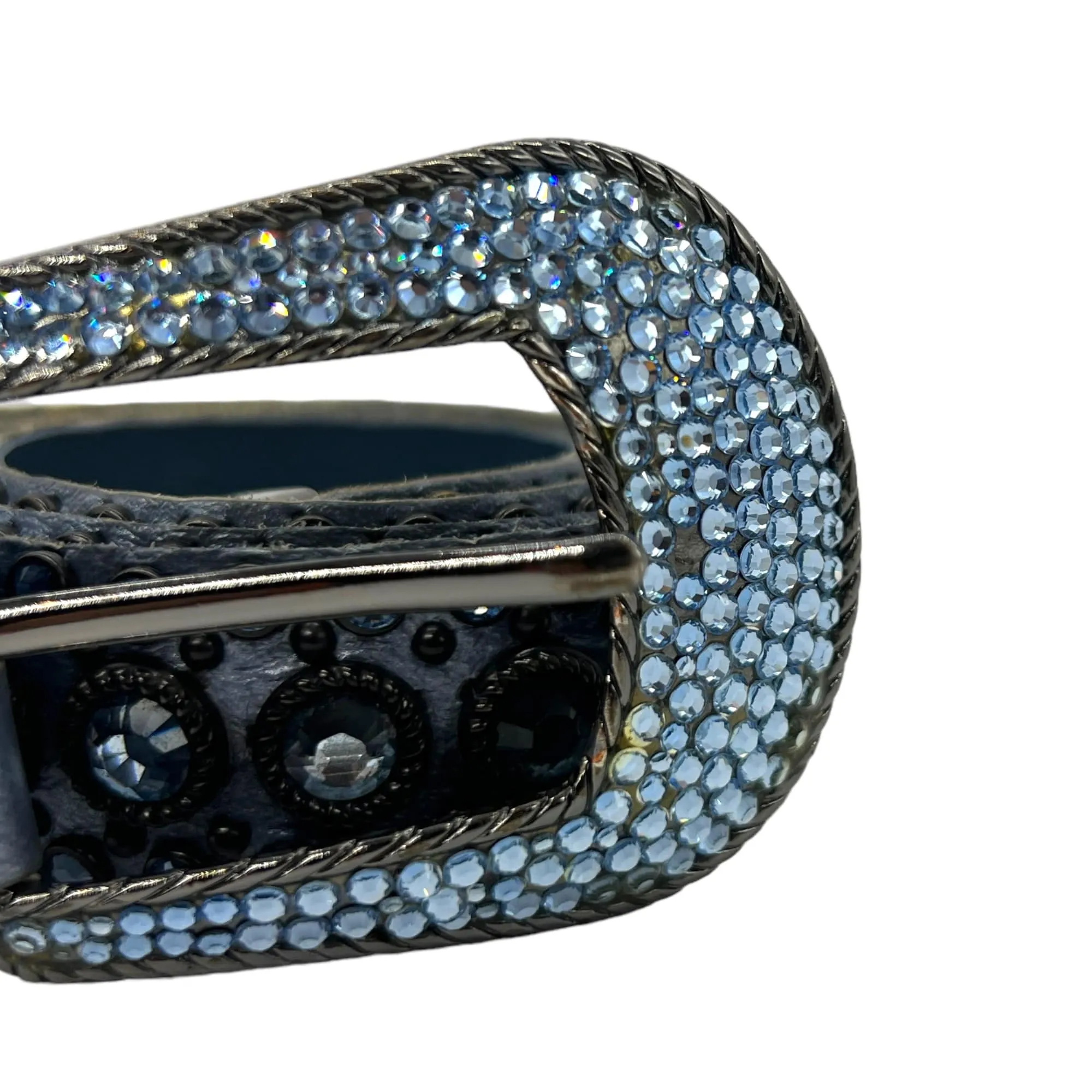 KIPPYS Swarovski Crystal Embellished Western Style Cowgirl Belt - Slate Blue