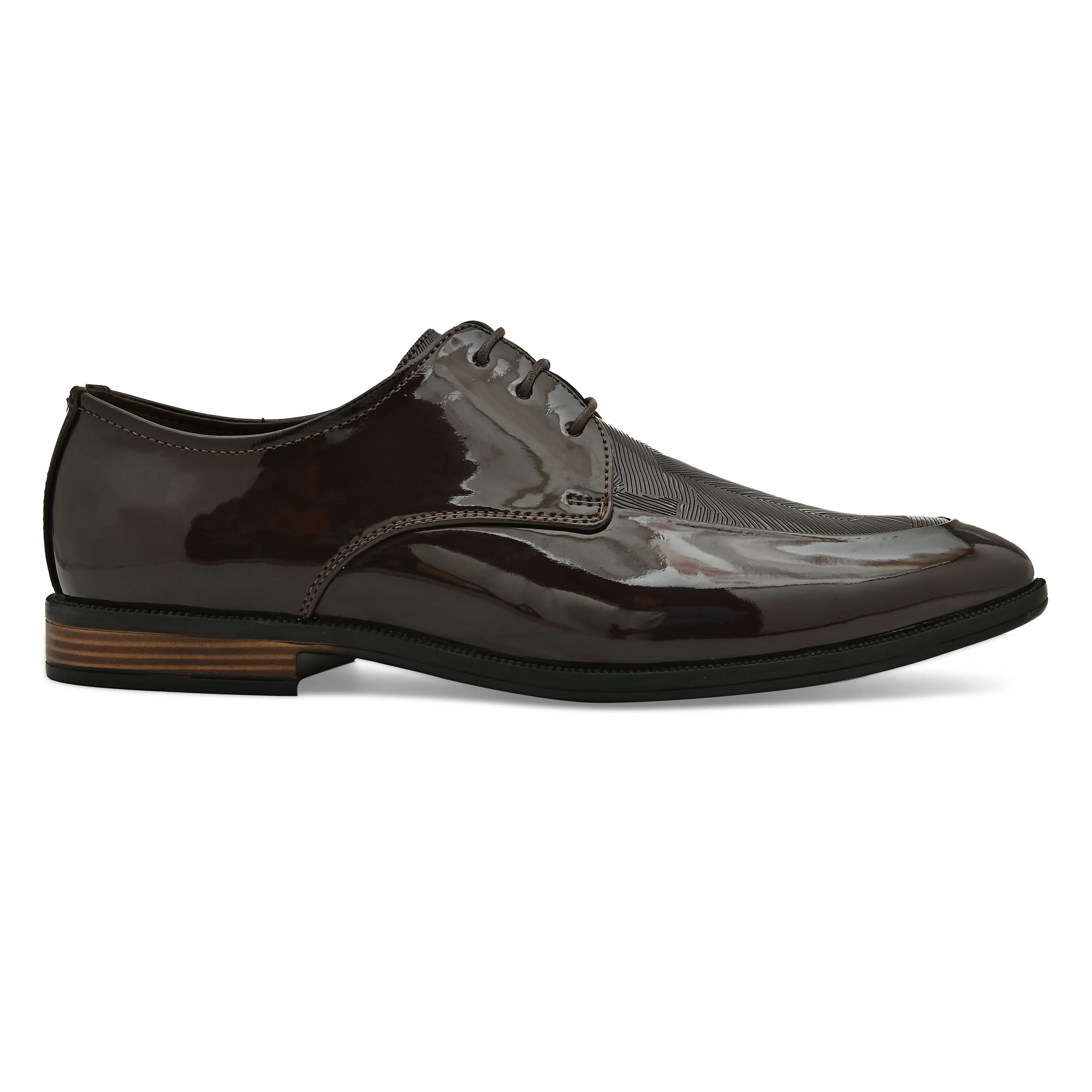 Lure Brown Textured Derby Shoes