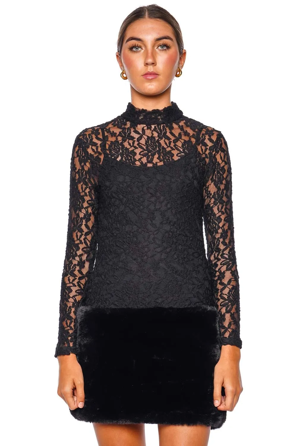 Maya Black Lace Combo Mini Dress