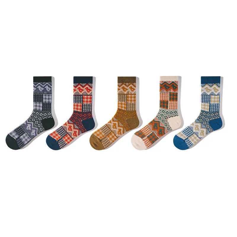 Men's Retro Ethnic Style Bold Stripe Socks