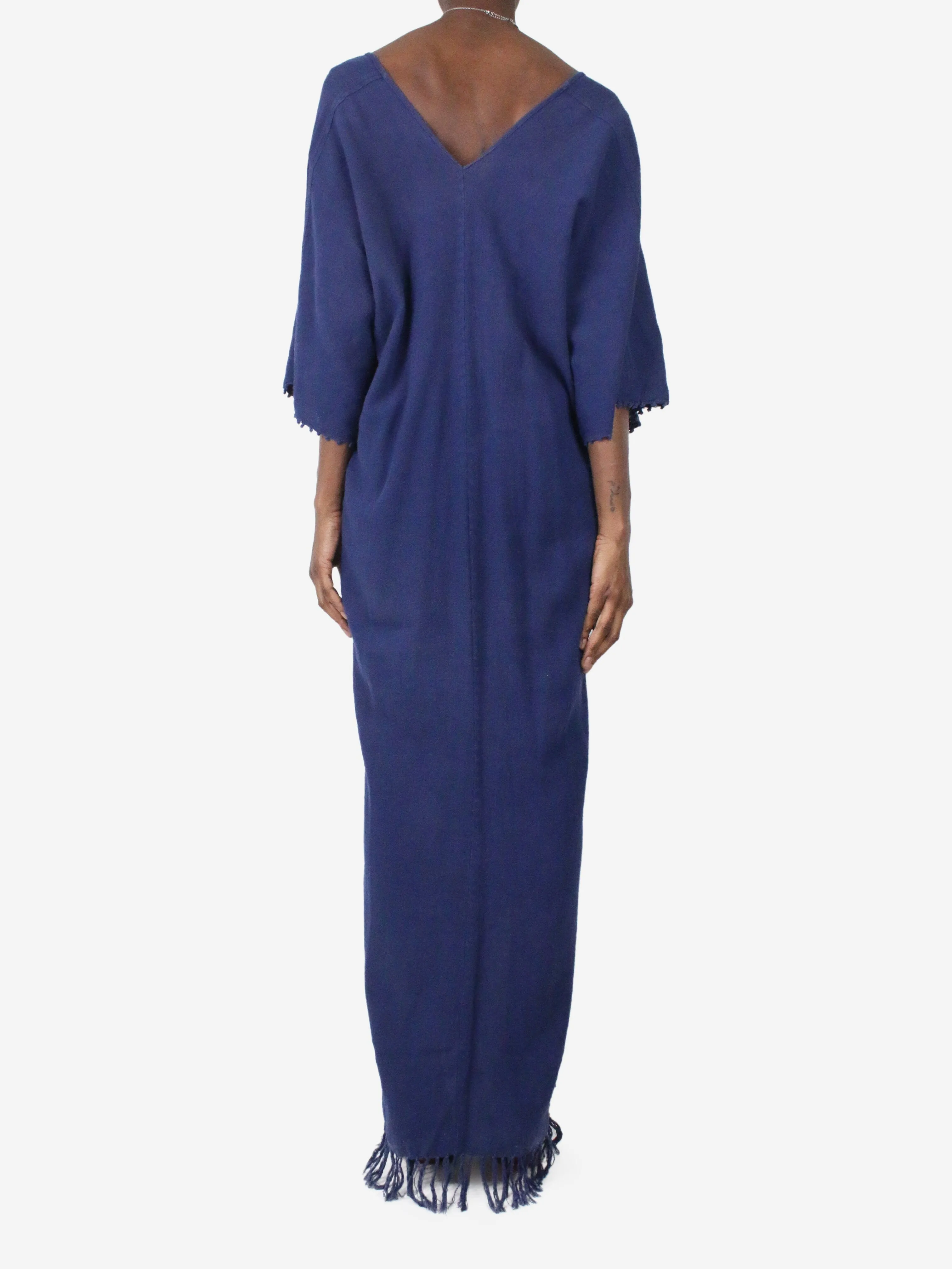 Navy kaftan style maxi dress - size UK 10