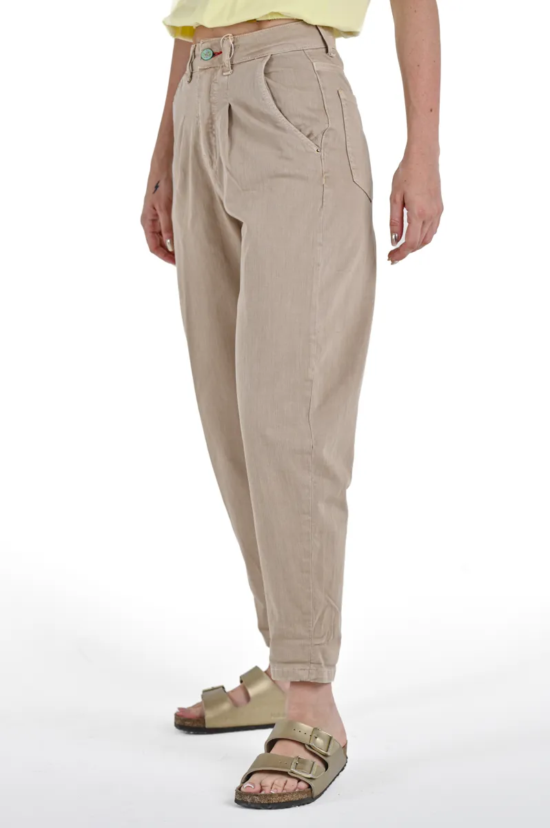 Pantaloni donna baggy Carrie Sabbia SS24