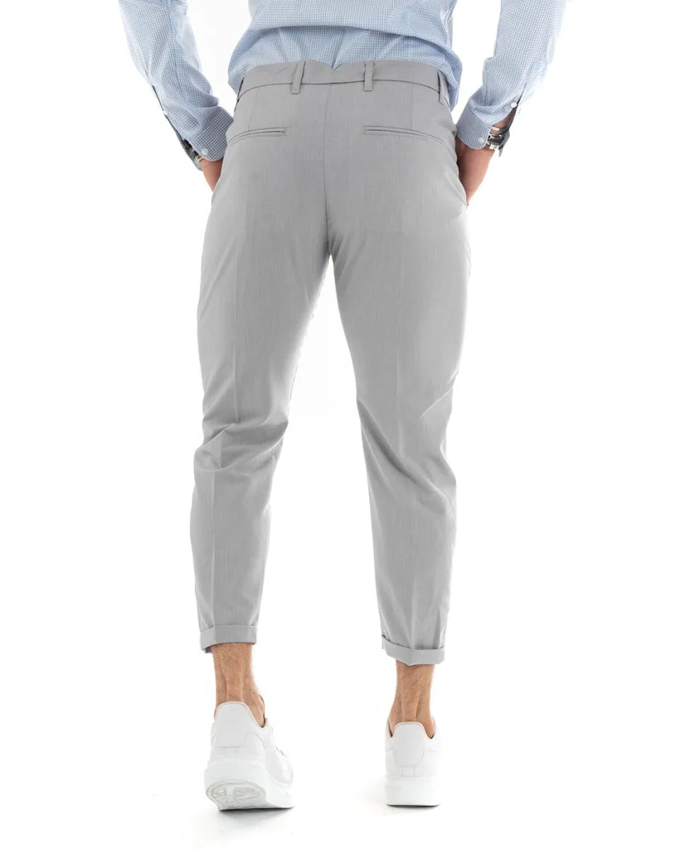 Pantaloni Uomo Lungo Tinta Unita Classico Elegante Tasca America Grigio GIOSAL-P5863A