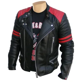 Rodger's Red and black biker style leather jacket