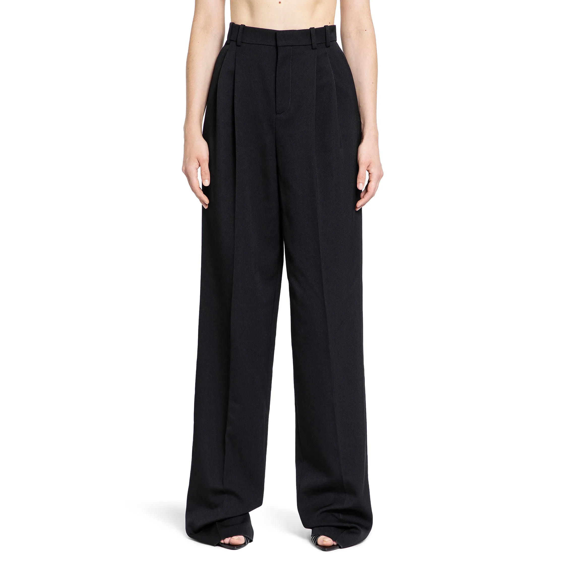 SAINT LAURENT WOMAN BLACK TROUSERS