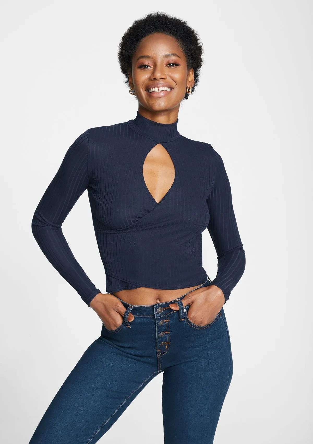 Tall Elana Keyhole Long Sleeve Top