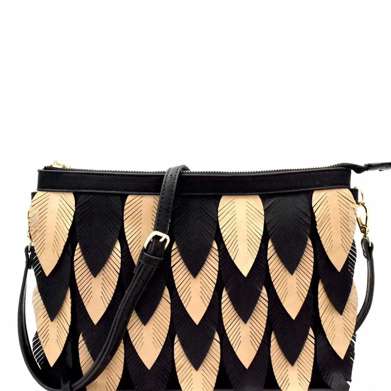 Two-Tone Leaf Shoulder Bag