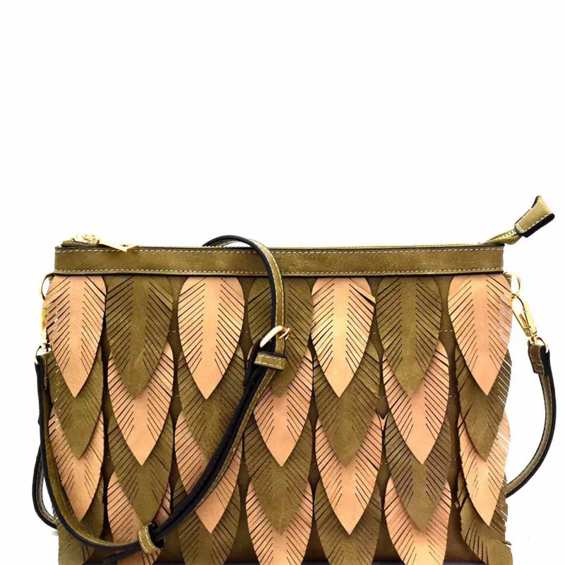 Two-Tone Leaf Shoulder Bag