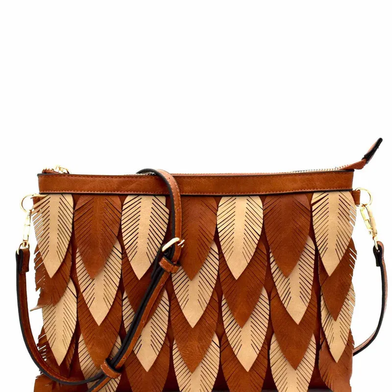 Two-Tone Leaf Shoulder Bag