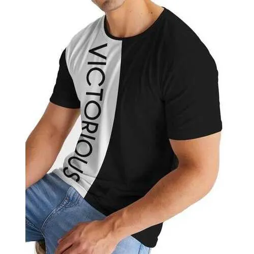 Victorious Graphic Text White and Black Style Mens Shirt