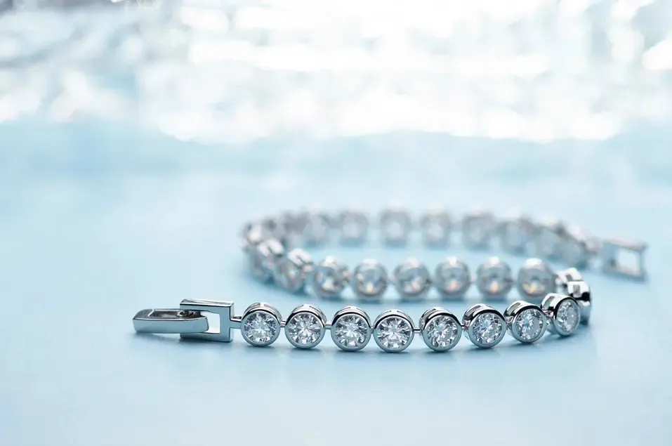 White Gold Plated Silver Moissanite Tennis Bracelet 7.2ct - 9.3ct