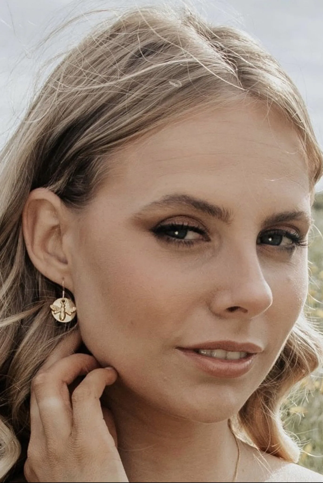 Wisteria London Gold Bee Coin Earrings