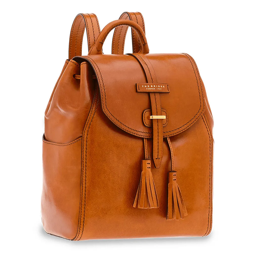 Zaino Donna con Pattina THE BRIDGE in Pelle color Cognac linea Florentin